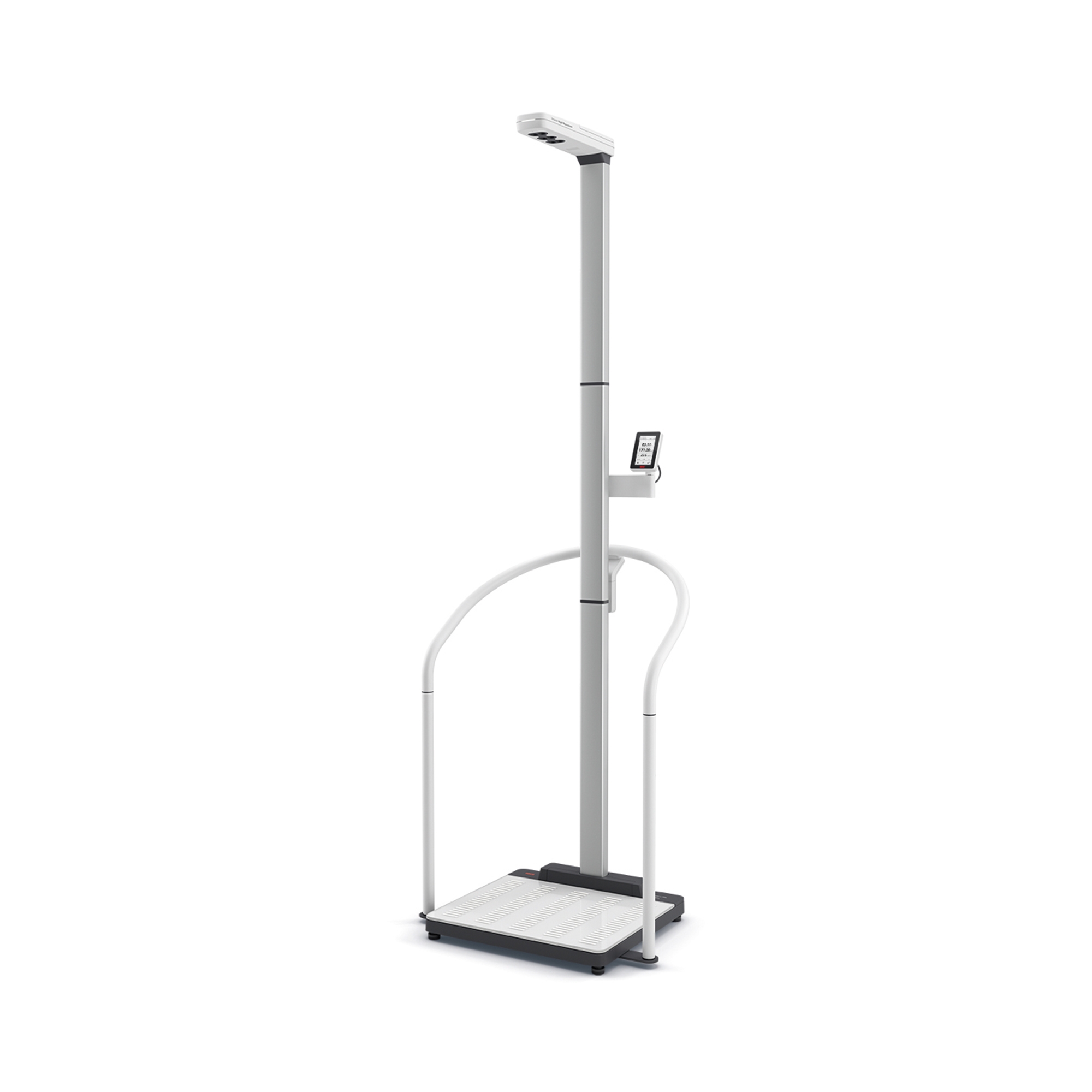 Scale EMR-Validated Handrail Scale (654) With ID-Display™ and Height Measurement (257) Measuring Station with Handrail (455), 800 lbs. Capacity White AC Adapter by Seca Corporation  ID ON SHM IUT NN